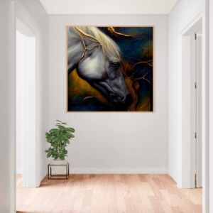 لوحة كانفاس لحصان مع عيون لامعه