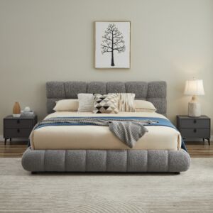 سرير كينغ بوكليه راين 180x 200 سم - رمادي