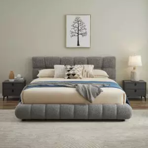 سرير كينغ بوكليه راين 180x 200 سم - رمادي