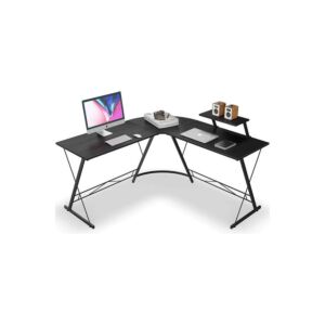 طاولة مكتب شكل حرف L مع حامل شاشة - أسود