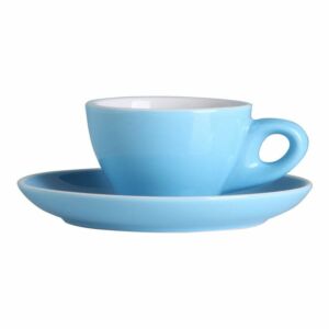 فنجان قهوة تايني مع صحن سيراميك - أزرق وأبيض