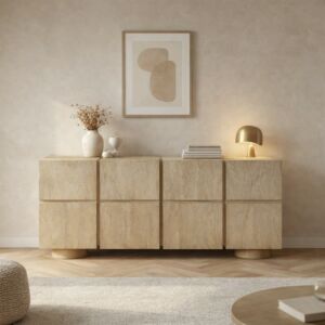 طاولة بوفيه خشب طبيعي من مجموعة بيسان - بيج