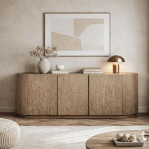 طاولة بوفيه لانو - سطح رخام طبيعي - بني ورمادي