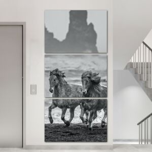 لوحة فنية فيرين ثلاث قطع بتصميم الطبيعة - حصان