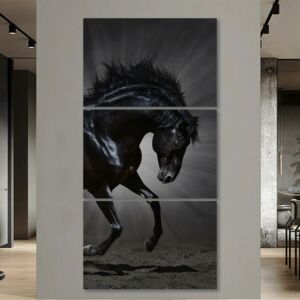 لوحة فنية كاتوليا ثلاث قطع بتصميم الطبيعة - حصان