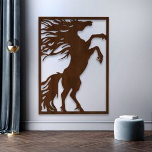 لوحة خشبية مودرن بنقشة حصان