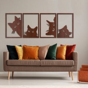 لوحة ديكور خشبية مودرن بنقشة قطة