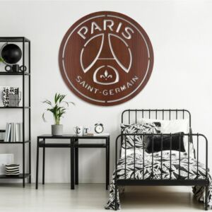 لوحة ديكور خشبية مودرن بنقشة شعار باريس سان جرمان