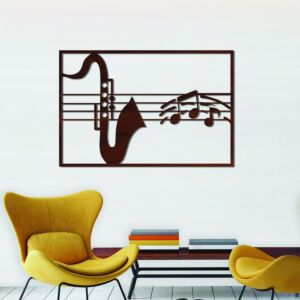 لوحة ديكور خشبية بتصميم موسيقى
