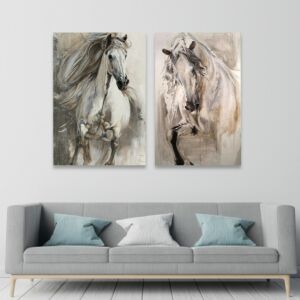 طقم لوحات خشبية قطعتين بتصميم حصان - متعدد الألوان