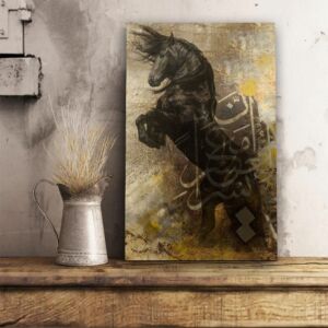 لوحة ديكور قماشية مودرن بتصميم حصان - متعدد الالوان