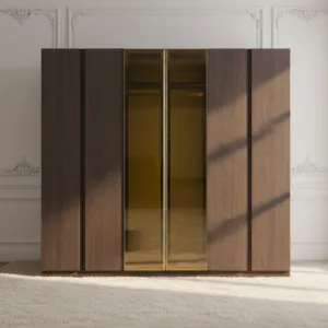 دولاب ملابس 6 أبواب يوكا مقاوم للكسر - بني