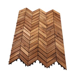 أرضيات  خشب 12 قطعة مثلثة الشكل بني فاتح 