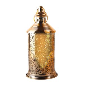 فانوس رمضان باستيان استيل لون ذهبي دائري باضاءة LED