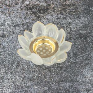 مبخرة من البولي تصميم وردة  شفاف وذهبي