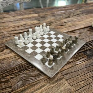 شطرنج رخام طبيعي - فلورينس-ابيض ورمادي