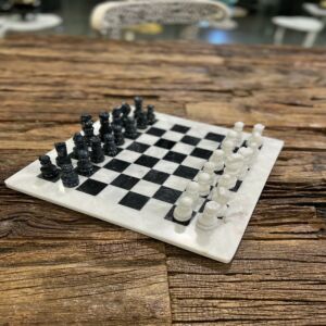 شطرنج رخام طبيعي - فلورينس-ابيض واسود