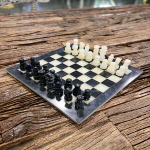 شطرنج رخام طبيعي - فلورينس-ابيض واسود