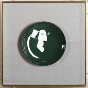 ديكور طبق تقديم مع صندوق فاوند - اخضر غامق