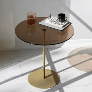 طاولة جانبية بيلو - بني وذهبي