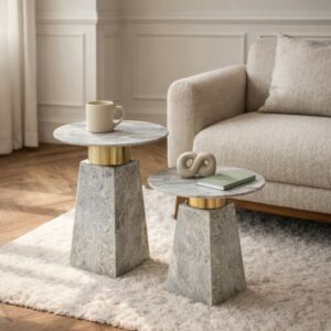 طقم طاولتين جانبية بروتو رخام طبيعي