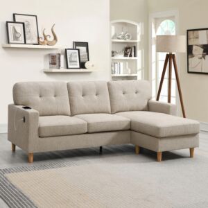 كنبة زاوية قابلة للعكس ثلاثية مع يو إس بيبودن