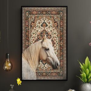 لوحة سجاد فنية مميزة بتصميم حصان