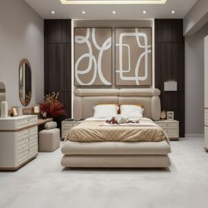 طقم غرفة نوم كينغ برادا 6 قطع - 180x200 سم - بيج