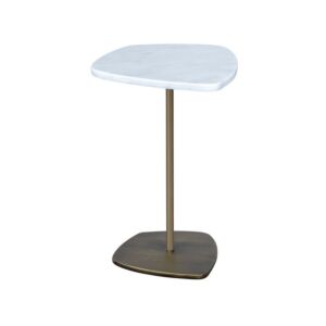 طاولة جانبية ايسيل سطح رخامي - أبيض وبرونز