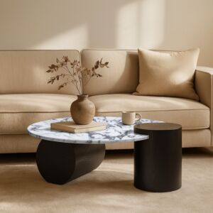 طاولة قهوة رونول - ابيض واسود