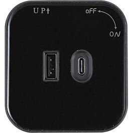 Square Socket with USB Type-C - Black