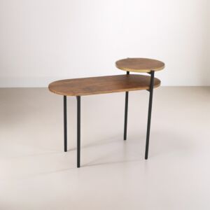 طاولة جانبية دوبيو مع رف متصل - خشبي وأسود