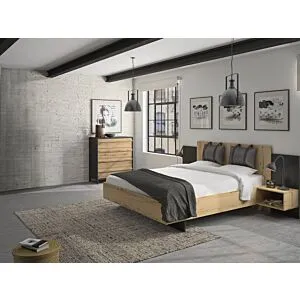 طقم غرفة نوم مارول خشبي - بيج -  160*200 سم