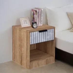 كومودينو درج ورف رومو - خشبي ورمادي