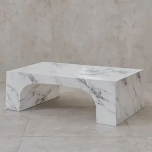 طاولة قهوة أسمنت هندسي مركب بديل الرخام جوما - رمادي رخامي