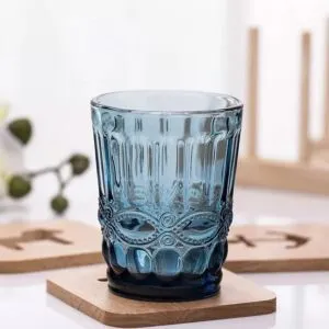 كاس زجاج كلاسي قصير - أزرق