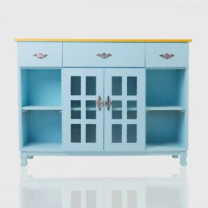 ركن قهوة مصنوع من الخشب للمطبخ وغرفة المعيشة سماوي وبرتقالي