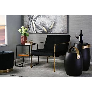 كرسي بذراعين فلفتين - أسود و ذهبي