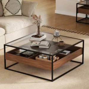 طاولة قهوة سوسال 100 سم - بني واسود