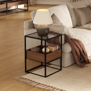 طاولة جانبية سوسال - بني وأسود