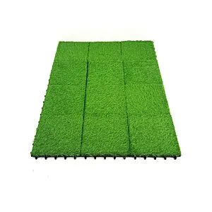 أرضيات عشب  صناعي 12 قطعة سميك أخضر 