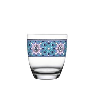 طقم كاسة زجاج 6 قطع شينزولا - ازرق وبلاتين