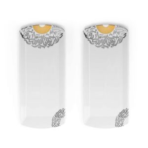 طقم صحن بورسلان قطعتين - ذهبي وبلاتين