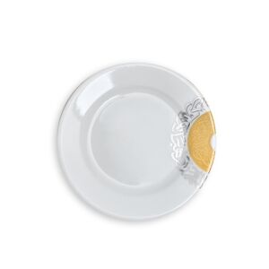 طقم صحن بورسلان 6 قطع - ذهبي وبلاتين