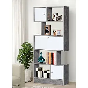 وحدة رفوف روماليا لون رمادي وأبيض