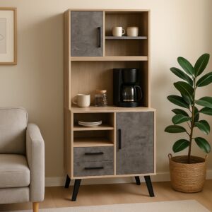 ركن قهوة مودرن خشب ماليزي كايسون - بيج ورمادي