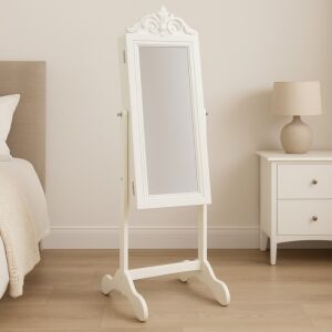 خزانة ومنظم اكسسوار مستطيل تاج واضاءة ليد كراونس أبيض 