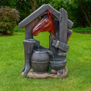 شلالنافورةمياه الحصان  مع إضاءة إل أي دي