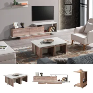 طقم طاولات ميترا إلم كوف - رمادي- 2 قطع 