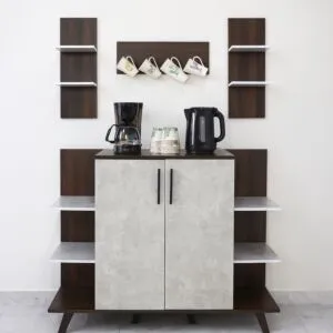 ركن قهوة مع أرفف معلقة كورنر - رمادي وبني